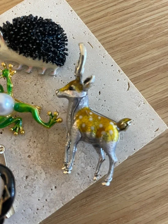 Woodland Animal Brooch Bundle Hedgehog Deer Fox Forest Cottagecore Jewelry Set - Picture 5 of 10